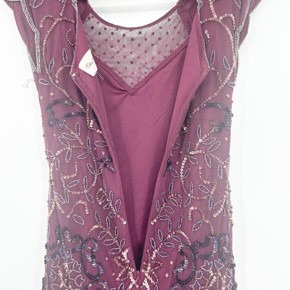 NEW Miss Selfridge Womens Party Evening Beaded Sequin Mini Dress Size 4 Purple‎ - Picture 10 of 11